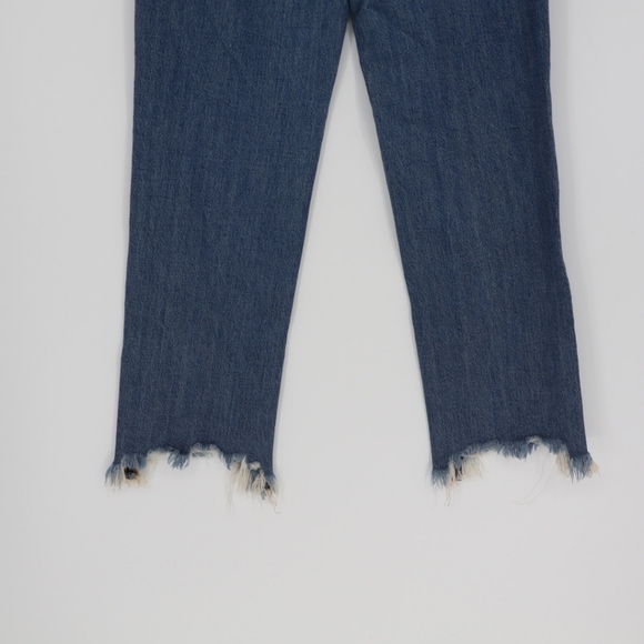 Free People Maggie Mid Rise Button Fly Straight Leg Denim Jeans Blue Size 25 - Picture 10 of 14